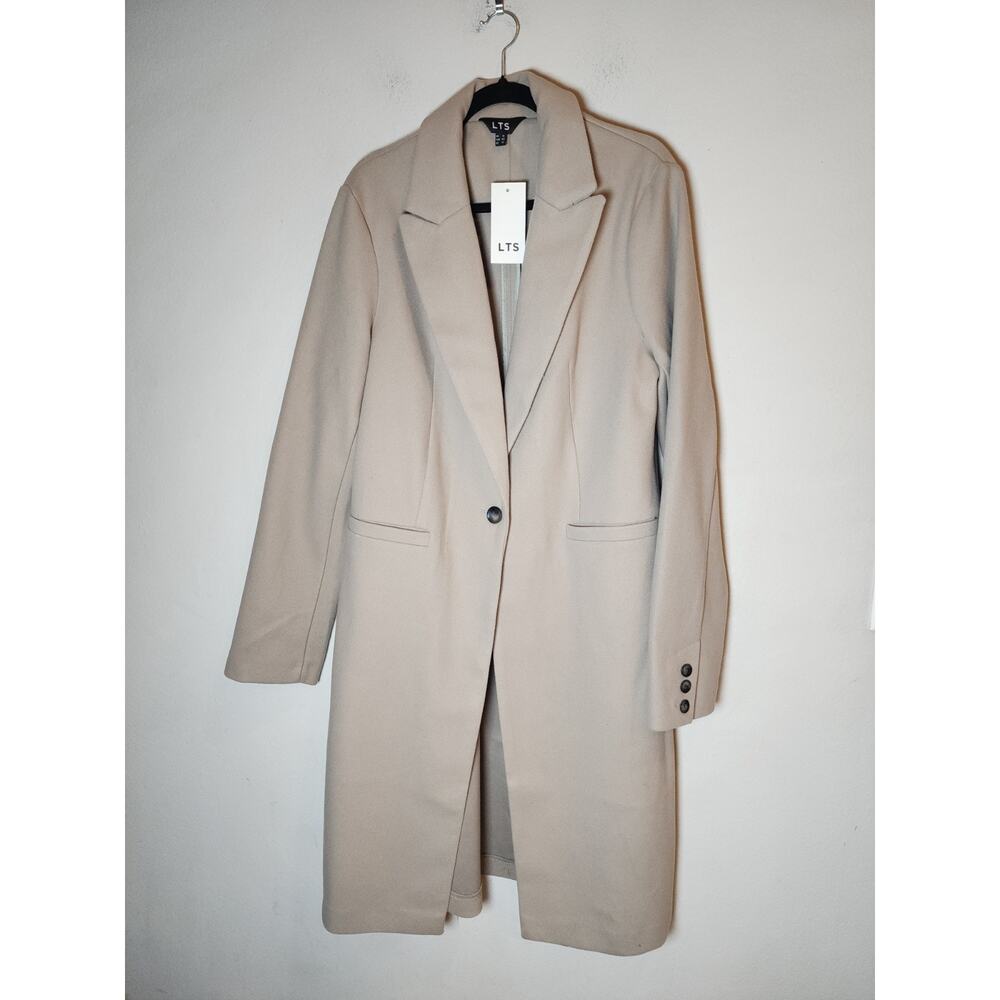 NWT Long Tall Sally Coat Faux Wool Beige Long Single Button Size 12 12T 12L